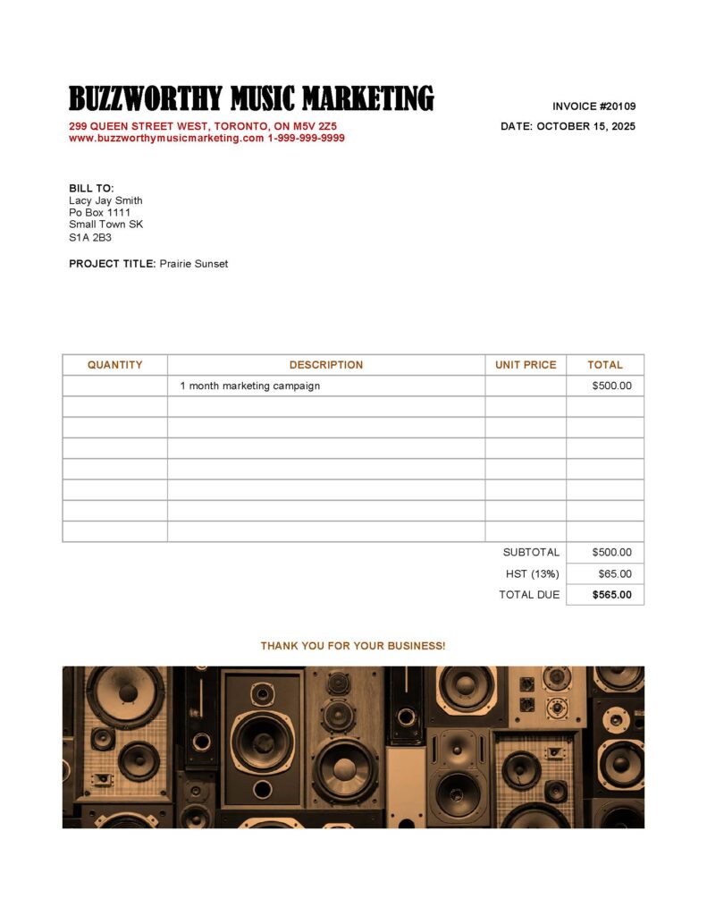 A sample invoice.