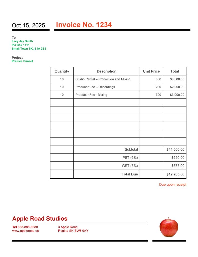 A sample invoice.
