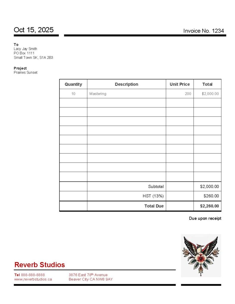 A sample invoice.