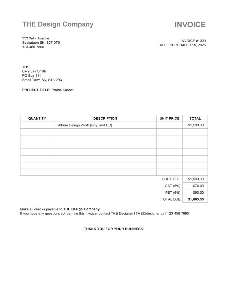A sample invoice.