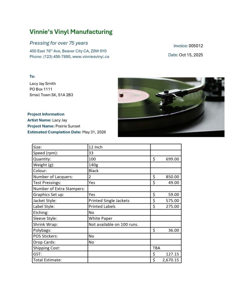 A sample invoice.